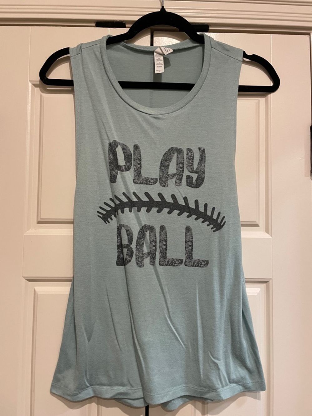 Bella Canvas Light Blue Muscle Tee "Play Ball" Graphic
